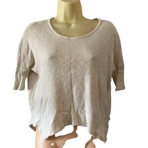 Joyce Leslie M Ivory Cream Nubby Knit Top with Lace Inset Y2K Asymmetrical